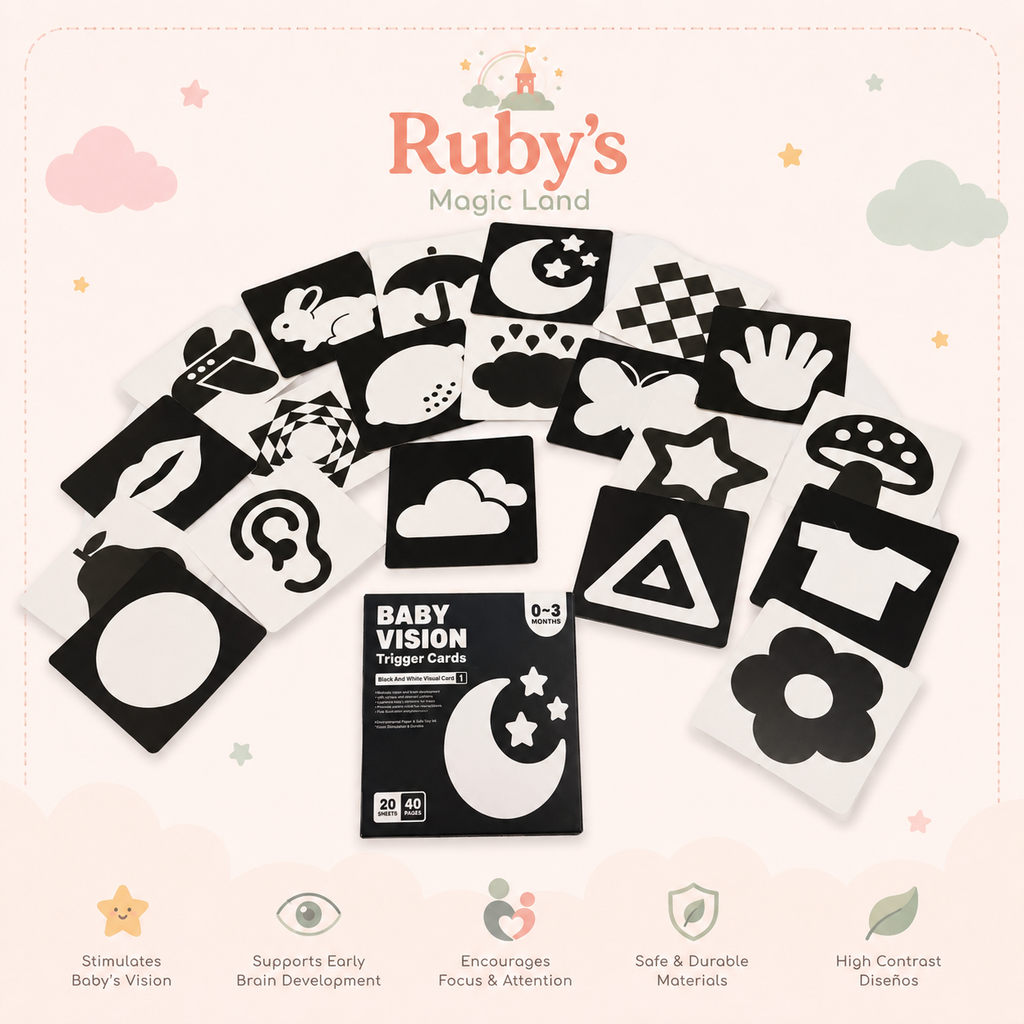 High contrast black and white baby vision trigger cards for newborns 0-3 months
