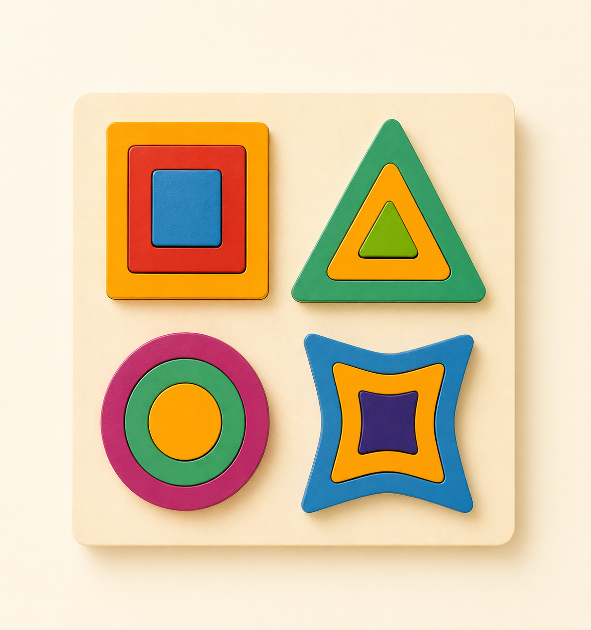 Wooden Shape Puzzle — Montessori Layered Shape Sorting Board