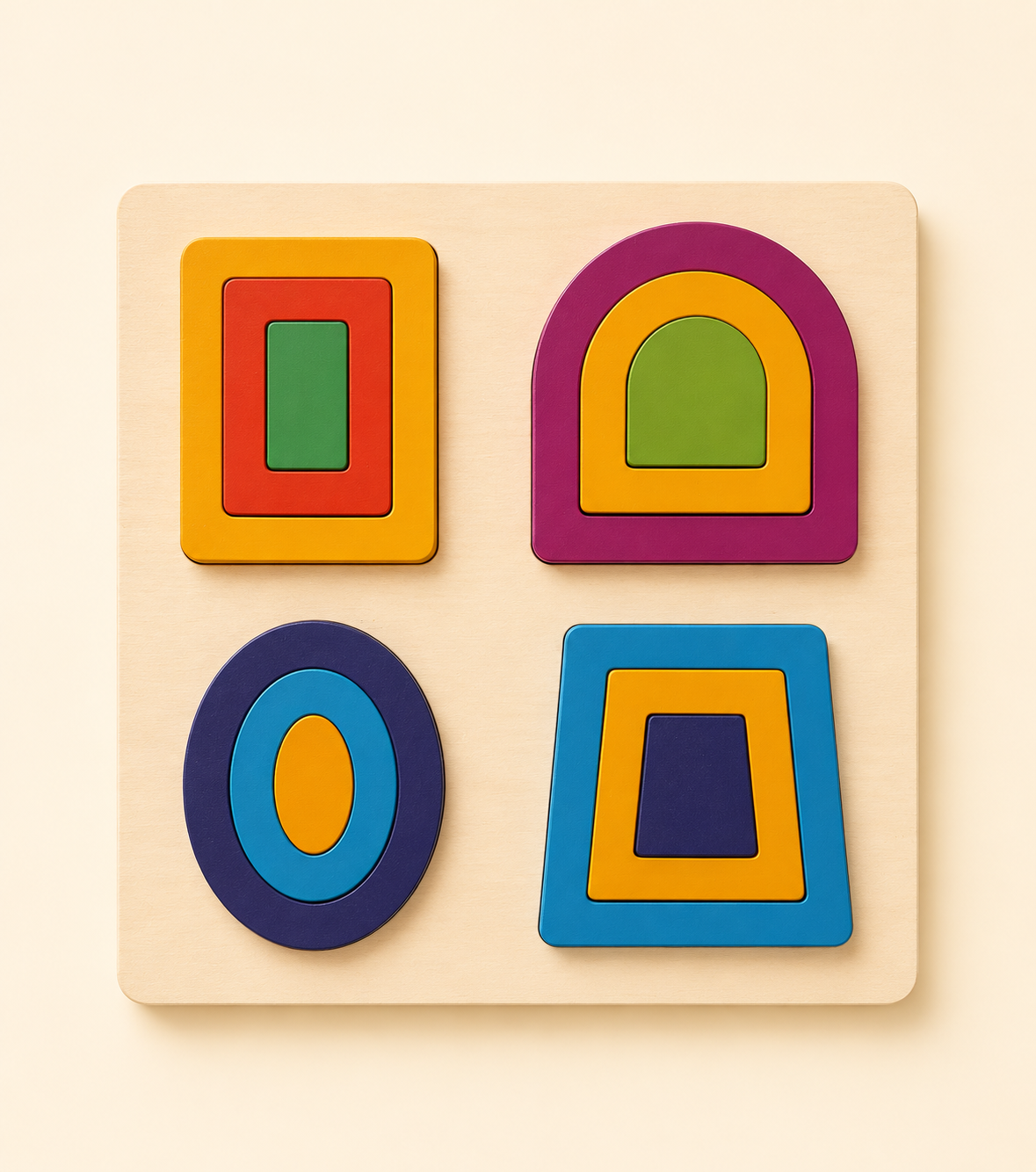 Wooden Shape Puzzle — Montessori Layered Shape Sorting Board