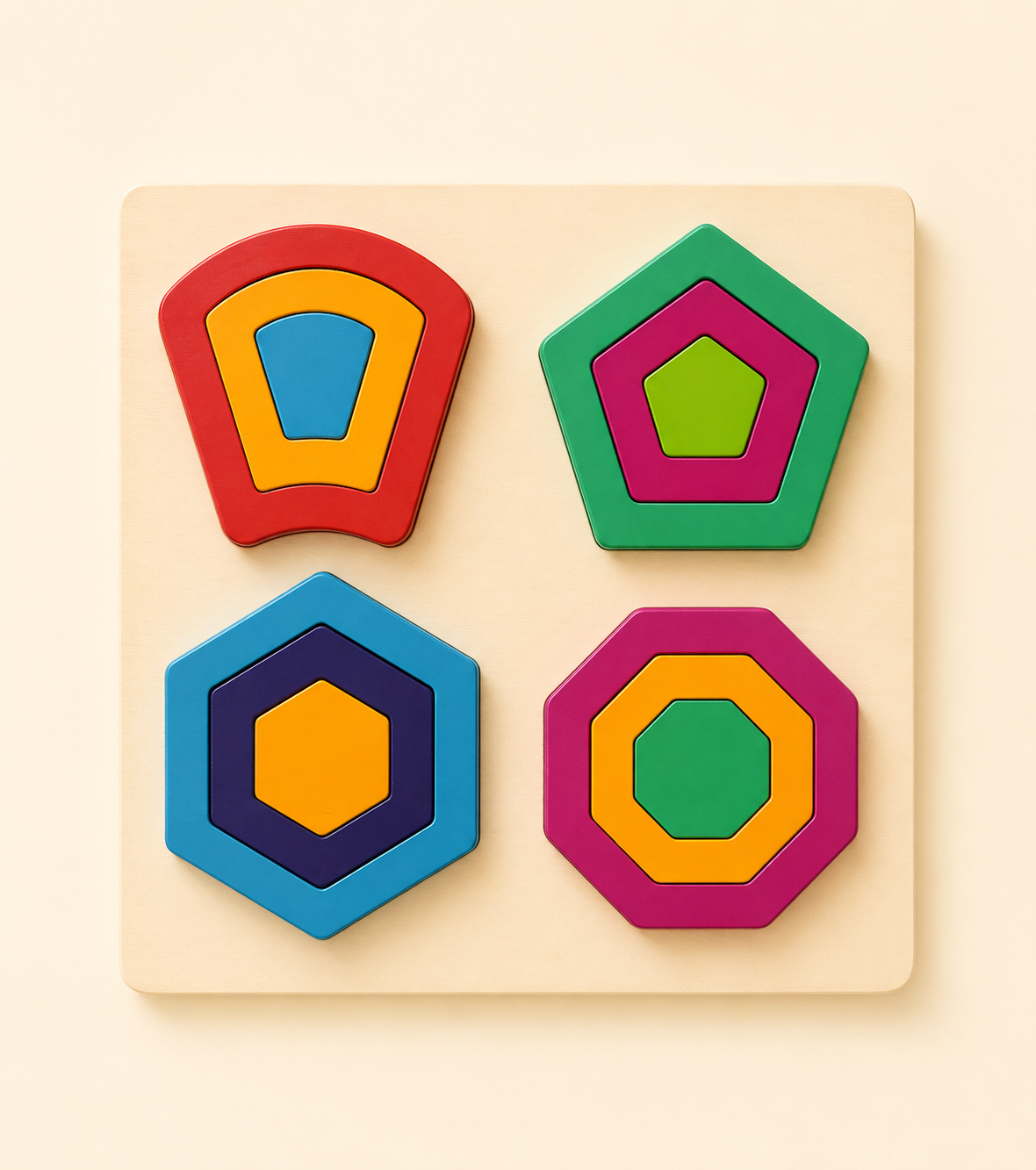 Wooden Shape Puzzle — Montessori Layered Shape Sorting Board