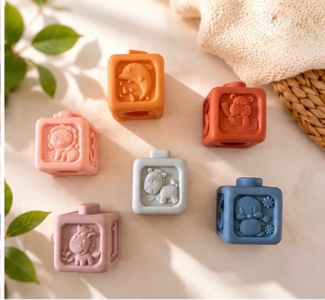 Soft Stacking Blocks & Rings Set — Montessori Sensory Building Toys 6-18 Months
