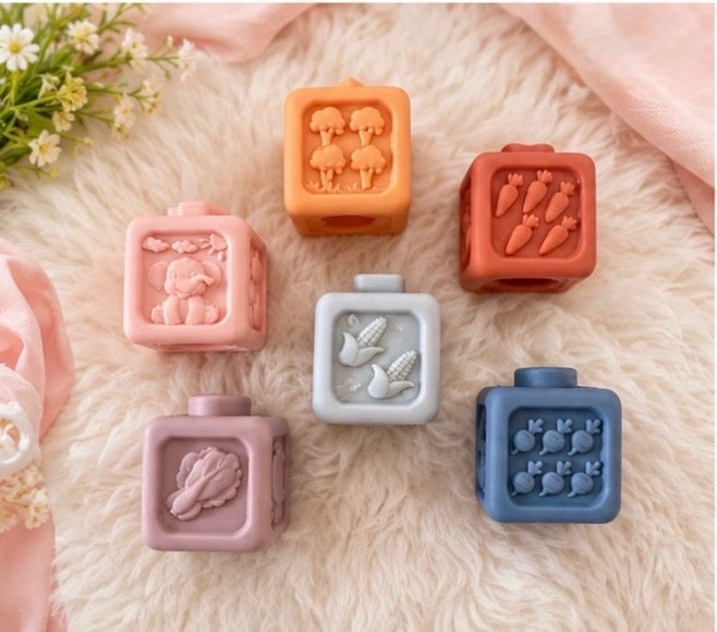 Soft Stacking Blocks & Rings Set — Montessori Sensory Building Toys 6-18 Months