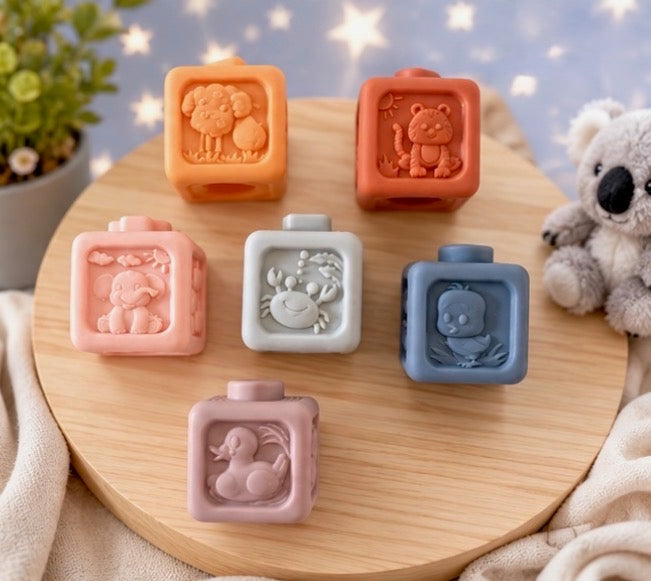 Soft Stacking Blocks & Rings Set — Montessori Sensory Building Toys 6-18 Months