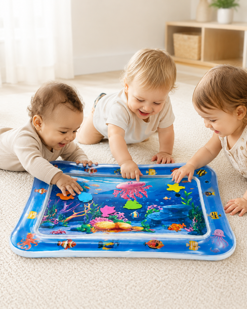 Baby Water Play Mat — Inflatable Tummy Time Sensory Mat 3–12 Months | Ocean Friends