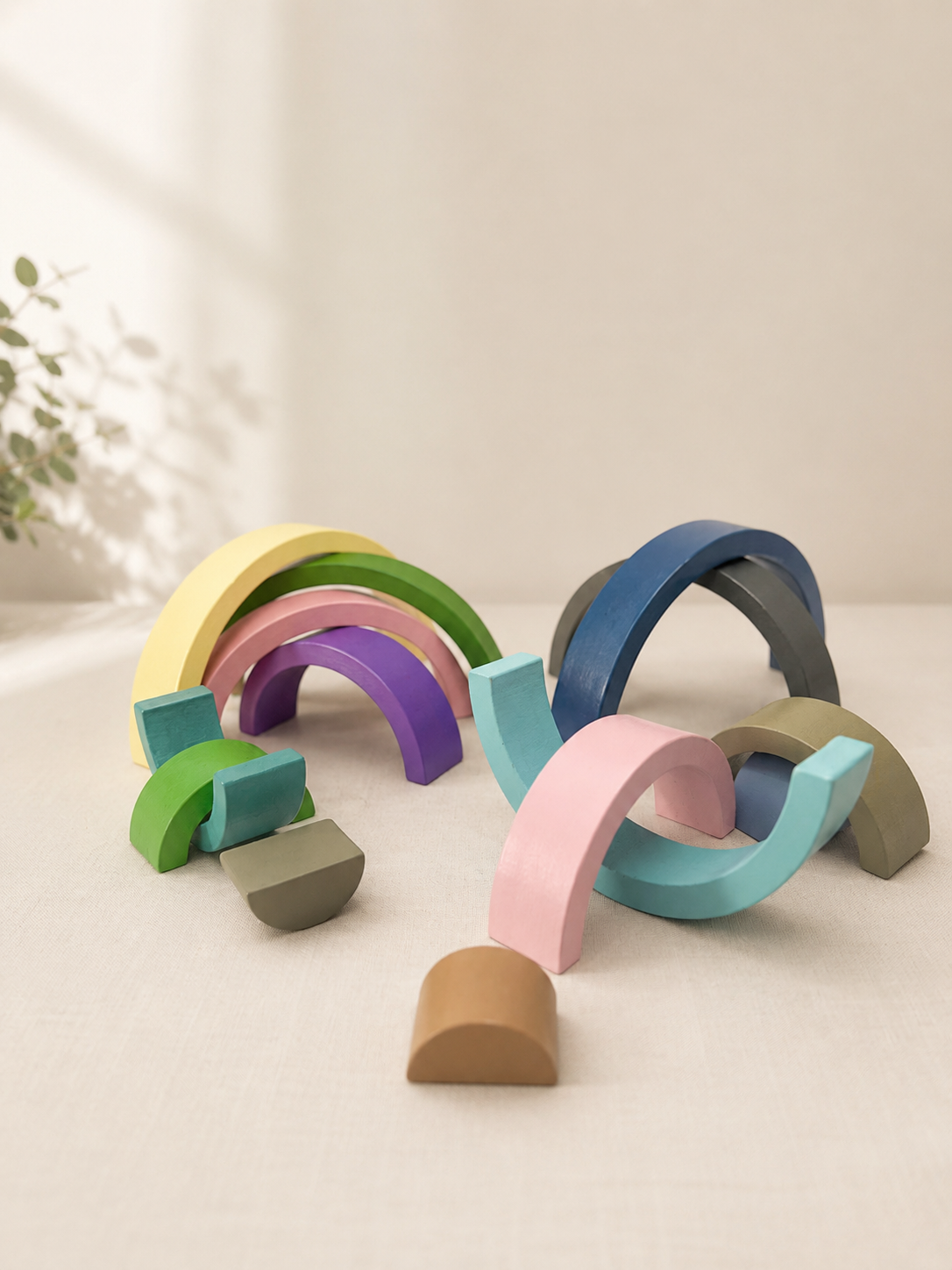 Wooden Rainbow Stacker — Shapes, Colors & Open-Ended Play |